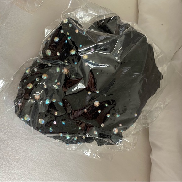 New Rhinestone Fishnet Tights Pantyhose BLACK - Picture 5 of 9